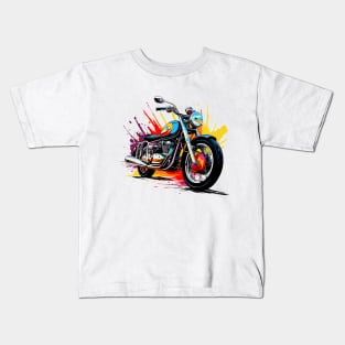 motorcycle with pop art style Kids T-Shirt